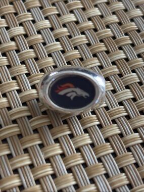 Broncos Oval Slide Charm in Navy and Silver with Orange Accent